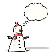 cartoon snowman with thought bubble N6