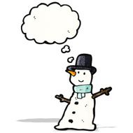 cartoon snowman with thought bubble N7