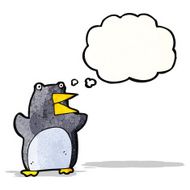 funny penguin cartoon with thought bubble N8