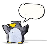 funny cartoon penguin with speech bubble N4