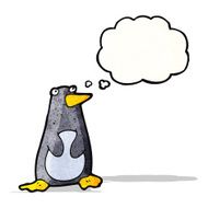 funny penguin cartoon with thought bubble N9