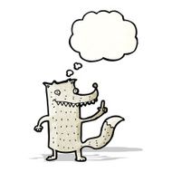 cartoon wolf with thought bubble N34