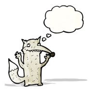 cartoon wolf with idea