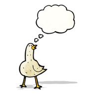 cartoon bird with thought bubble N340