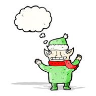 cartoon elf with thought bubble N12