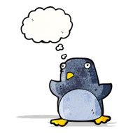 penguin with thought bubble cartoon N2