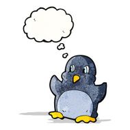 penguin with thought bubble cartoon N3