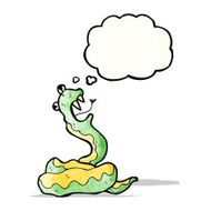 cartoon snake with thought bubble N95