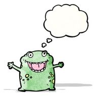 frog with thought bubble cartoon