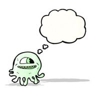cartoon jellyfish with though bubbble
