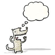 cartoon wolf with crazy idea