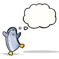 penguin with thoguth bubble cartoon
