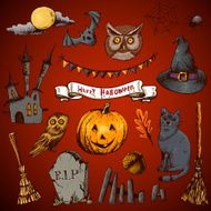 Set of Doodles Design Halloween Elements N2
