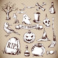 Set of Doodles Design Halloween Elements N3