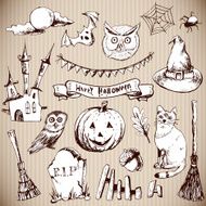 Set of Doodles Design Halloween Elements N4