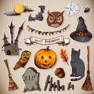 Set of Doodles Design Halloween Elements N5