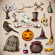 Set of Doodles Design Halloween Elements N6