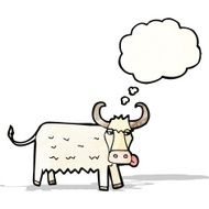 cartoon cow with thought bubble N40