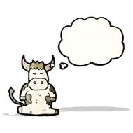 cartoon cow with thought bubble N41