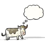 cartoon cow with thought bubble N42