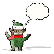 christmas elf with thought bubble