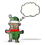 christmas elf with thought bubble N2