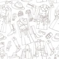Fashion wear seamless pattern Outline woman clothes