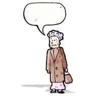cartoon old woman with speech bubble N3