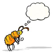 cartoon bee with thought bubble N35
