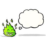 little green flame spirit cartoon
