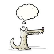 cartoon wolf with thought bubble N37