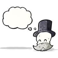 funny cartoon skull with mustache N2