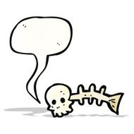 cartoon spooky fish bones symbol
