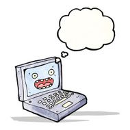 cartoon laptop computer with face