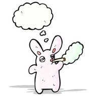 cartoon pink rabbit smoking cigarette