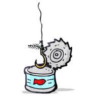 tuna can and fish hook cartoon
