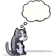 grumpy little dog with thought bubble