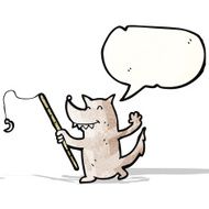 cartoon wolf with fishing rod N4