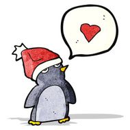 cartoon penguin in christmas hat
