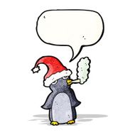 cartoon penguin in christmas hat smoking cigarette