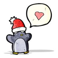 cartoon penguin in christmas hat N3
