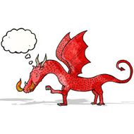 cartoon dragon with thought bubble N10