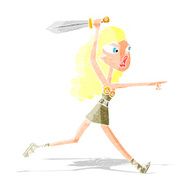 cartoon viking girl with sword N2