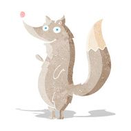 cartoon waving wolf