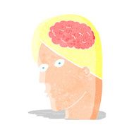cartoon head with brain symbol