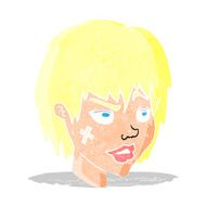 cartoon woman with plaster on face