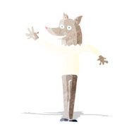 cartoon waving wolf man