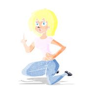 cartoon sitting woman with idea