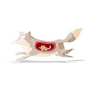 cartoon wolf with mouse in belly