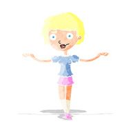 cartoon woman spreading arms
